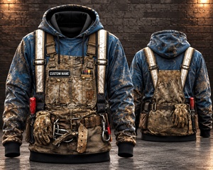 Personalized Underground Miner Blue 3D Hoodie - Custom Name Mining Workwear Design TT2910PK05