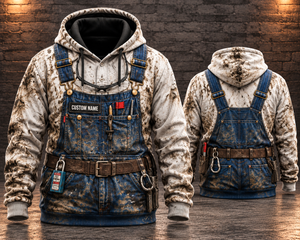 Personalized Underground Miner Denim Overalls 3D Hoodie - Custom Name Mining Workwear TT2910PK06