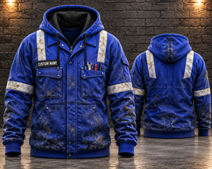 Personalized Oilfield Worker Blue 3D Hoodie - Custom Name Oil Rig Workwear Design TT2910PK09
