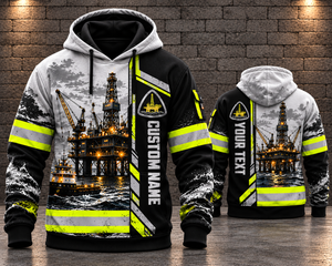 Personalized Offshore Oil Rig Worker 3D Hoodie - Custom Name Oilfield Drilling Platform TT2910PK10