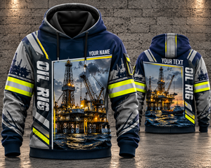 Personalized Offshore Oil Rig Worker 3D Hoodie - Custom Name Oilfield Drilling Design TT2910PK11
