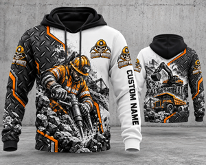 Personalized Quarry Worker Skull 3D Hoodie - Heavy Equipment Mining AOP Hoodie TT3010PK01