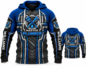 Personalized Master Plumber Blue Pipeline 3D Hoodie - Custom Name TT3010PK05