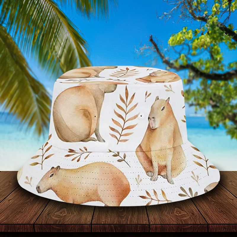 Cute Capybaras Watercolor Family Bucket Hat Capybaras Lover Gift Bucket ...