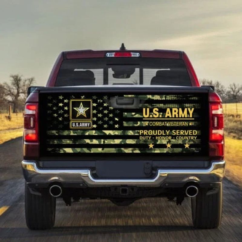 Us Army Combat Veter*n Truck Tailgate Decal Proudly Served People ...