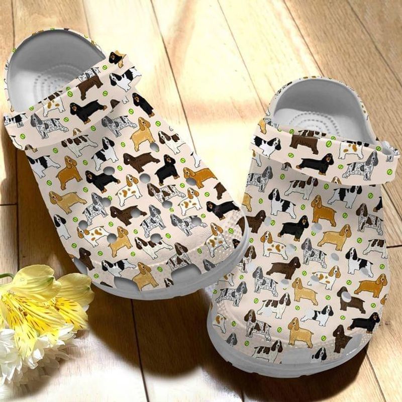Cocker Spaniel Pattern Clog Croc Shoes Happy International Dog Day Cute