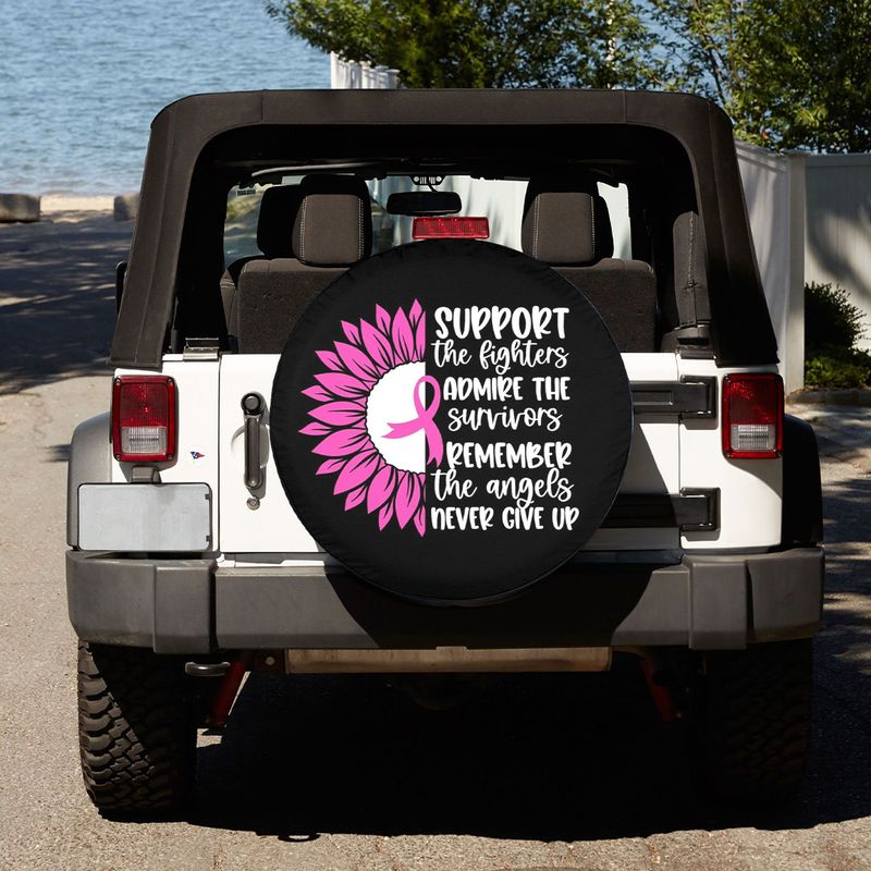 Breast Cancer Awareness Spare Tire Cover Support The Fighters Pink