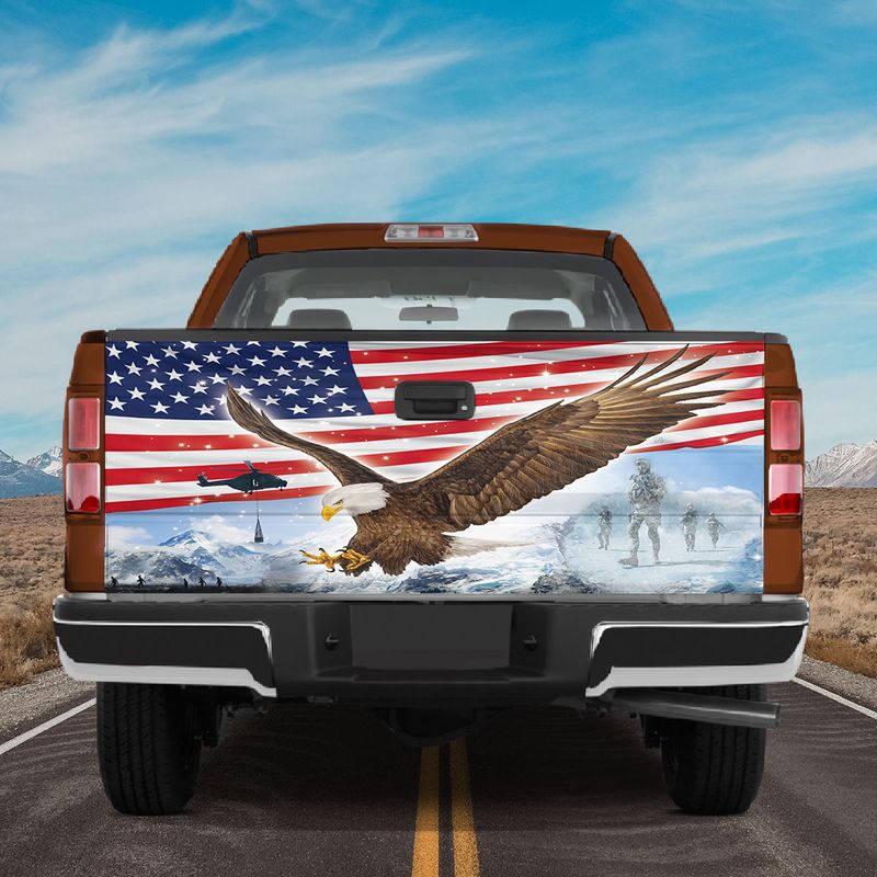 American Flag Bald Eagle Truck Tailgate Wrap Vinyl Graphic Decal 