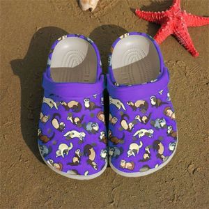 Ferret Pattern Crocband Clog Cartoon Ferret Seamless Pattern Crocband Clog Ferret Lover Gift Clogs Unisex Clogs Shoes EVA