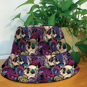 Spooky Skull Mushroom Venomous Bucket Skulls Halloween Costume Shroom Happy Halloween Bucket Hat 100% Polyester One Size