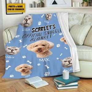 Official Snuggle Blanket Personalized Photo Blanket Cute Dog Cat Blanket Gift For Pet's Lovers Sofa Decor Fleece Blanket Lightweight & Sherpa Blanket All Size
