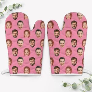 Custom Face Oven Mitts Personalized Oven Mitt Customized Pot Holder With Photos Gift For Family And Friends Oven Mitt And Pot-Holder Polyester Cotton