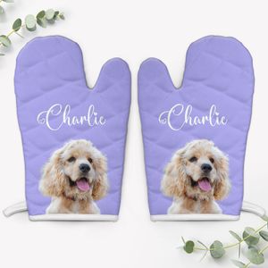 Customized Name Oven Mitt Cute Dog Personalized Oven Mitt Gifts For Pet Lovers Dog Owner Gift Funny Gifts Oven Mitt And Pot-Holder Polyester Cotton