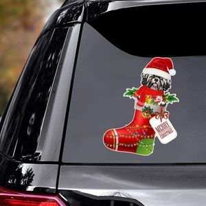 Shih Tzu In Christmas Sock Car Sticker Cute Puppies Shih Tzu Santa Car Decal / Walls Decal / Trucks Decal / Phone Case Decal 6'' 14''