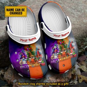 Customized Halloween Crocs Shoes Hallo Thanksmas Sandal Shoes Best Friends Gift Gnome Halloween Gifts Unisex Clogs Shoes EVA