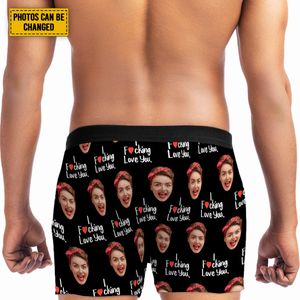 Personalized So Hot Valentines Men Underwear For Him Sentimental Gifts I Love Fcking Love You Gifts For Husband Polyester Men Boxer Briefs Size S-5XL
