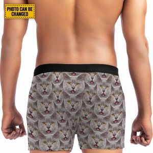 Customized Pet Photo Men Men's Face Underwear For Boyfriend Wedding Party Gifts For Groom Lets Have Sex Together Polyester Men Boxer Briefs Size S-5XL