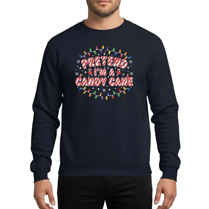 Festive Family Whimsical Red White Candy Cane Text with Colorful Christmas Lights and Snowy Details Sweatshirt - 1