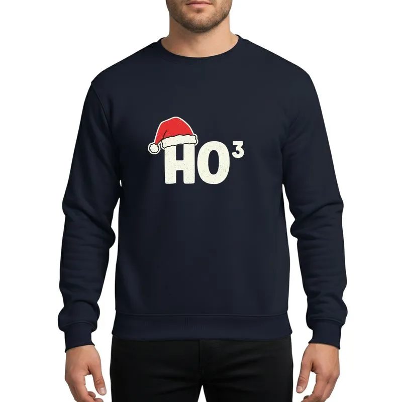 Mathematics Enthusiasts Distressed Ho-3 Cubed Red Santa Hat Vintage Blocky Typography Sweatshirt - 1