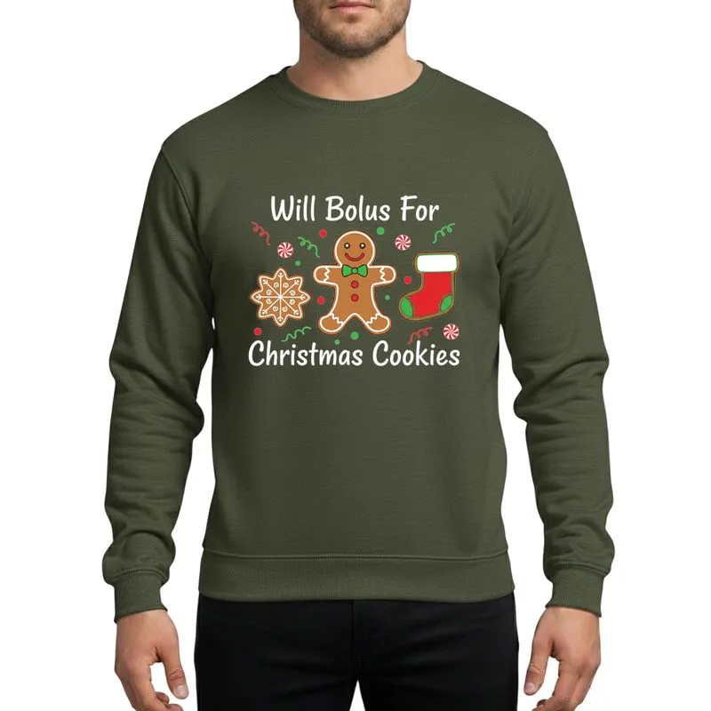 Holiday Bakers & Cookie Lovers' Whimsical Gingerbread Man Snowflake Stocking Red Green White Sweet Art Sweatshirt - 1