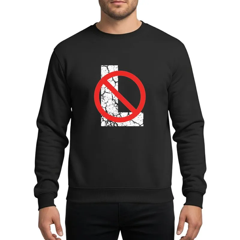 Holiday Pun Fans' Bold Grunge Distressed Black White Red "No L" Noel Graphic Sweatshirt - 1