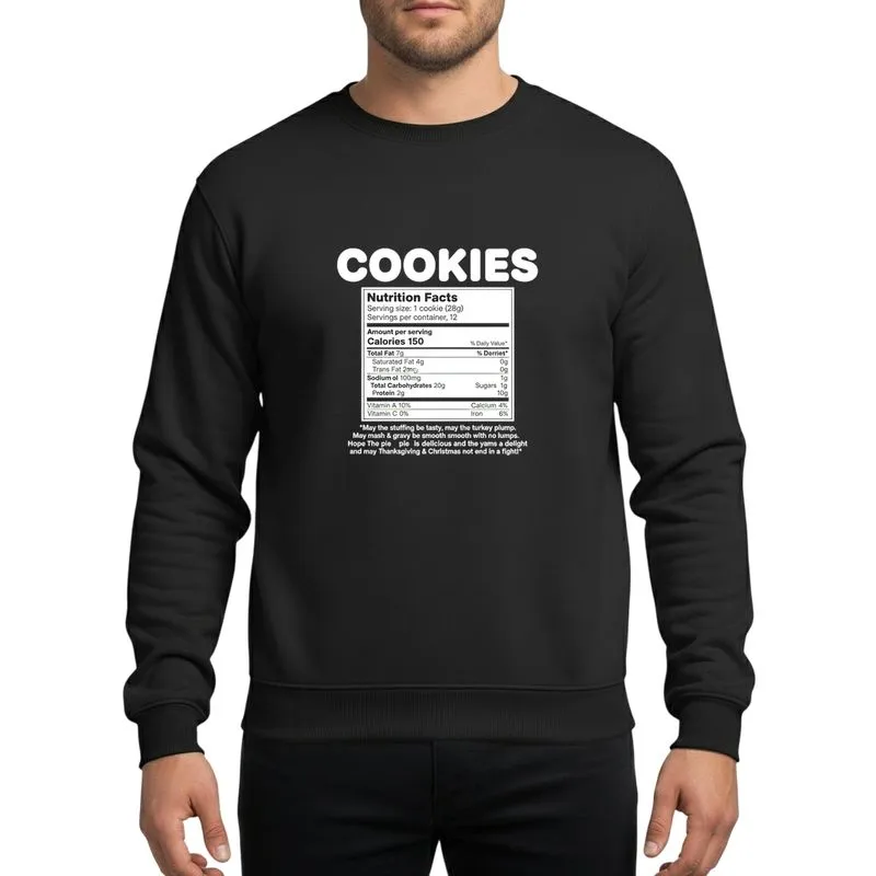 Holiday Enthusiasts' White Bold Cookies Nutrition Label Festive Dinner Humor Sweatshirt - 1
