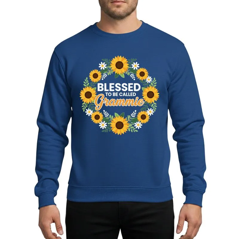 Grandmas' Blessed Golden Script & White Text with Nature Wreath Sunflowers & Daisies Sweatshirt - 1