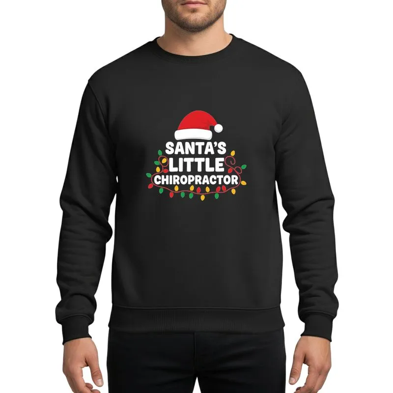 Chiropractic Professionals' Festive Red Santa Hat White Typography Red Green Yellow Christmas Lights Sweatshirt - 1