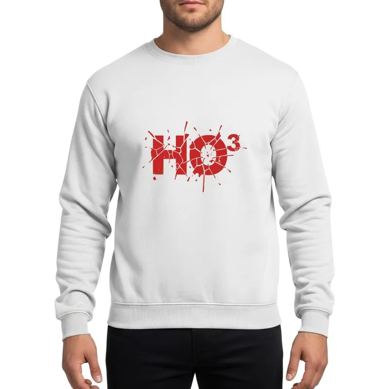 Math Lover Christmas Enthusiast Vibrant Red Fractured HO³ Cubed Industrial Christmas Design Sweatshirt - 1