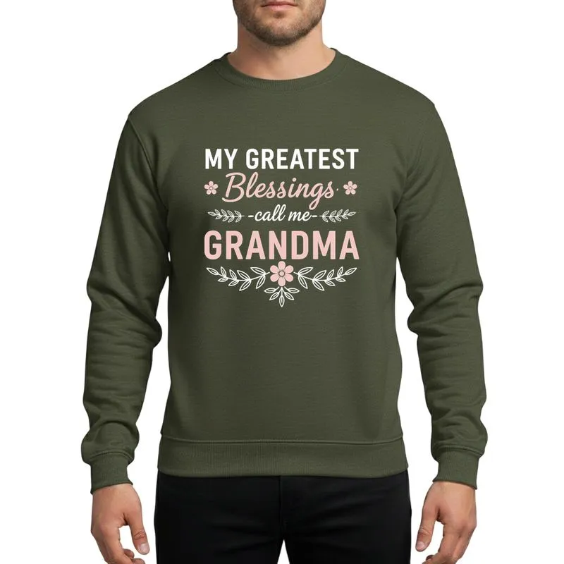 Grandma's White Pastel Pink Rustic-Chic Blessings Elegant Script Floral Motif Sweatshirt - 1