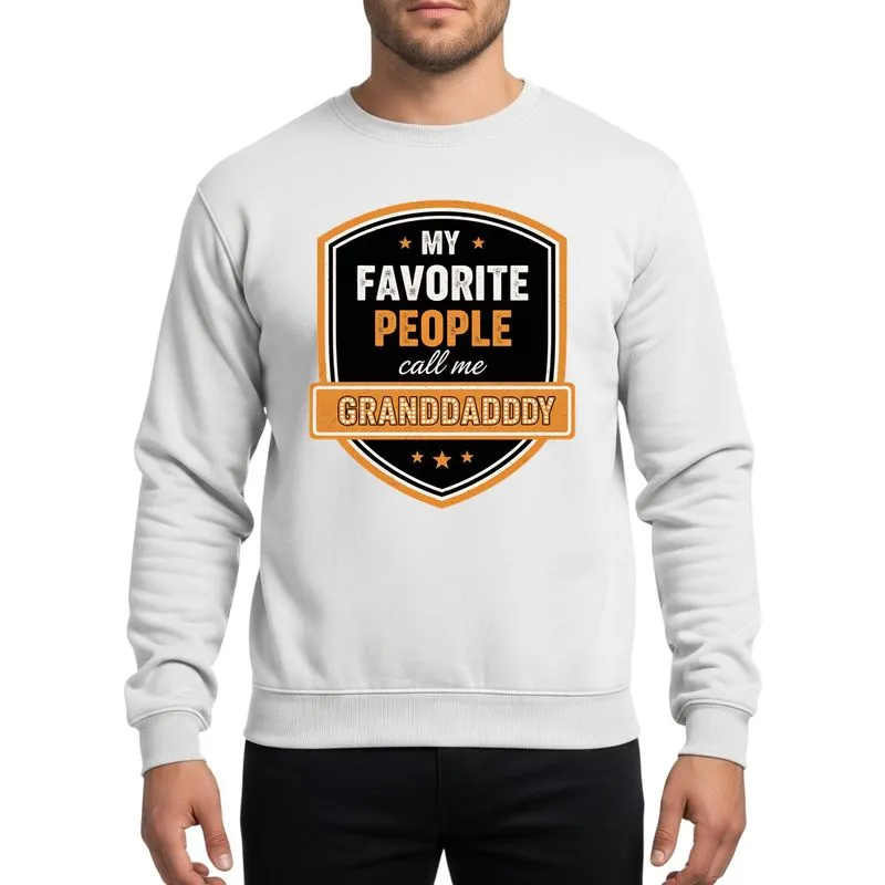 Grandfathers' Vintage Golden Yellow Shield Distressed Granddaddy Marquee Text Emblem Sweatshirt - 1