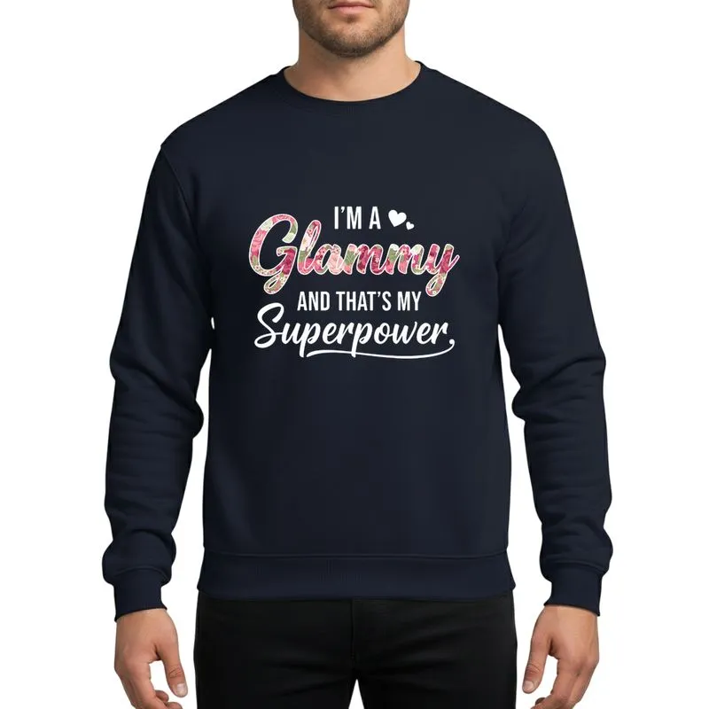 Women's White Text Glammy Floral Script Pink Rose Peony Superpower Design Sweatshirt - 1