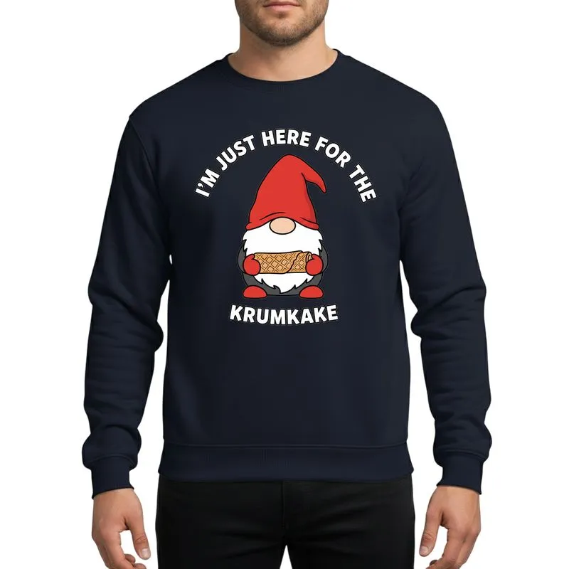 Christmas Foodies' Playful Red Hat Gnome & Golden Krumkake Whimsical Design Sweatshirt - 1