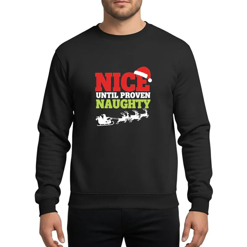 Holiday Humor Lovers Bold Red White Lime Green Christmas Typography Santa Sleigh Reindeer Graphic Sweatshirt - 1
