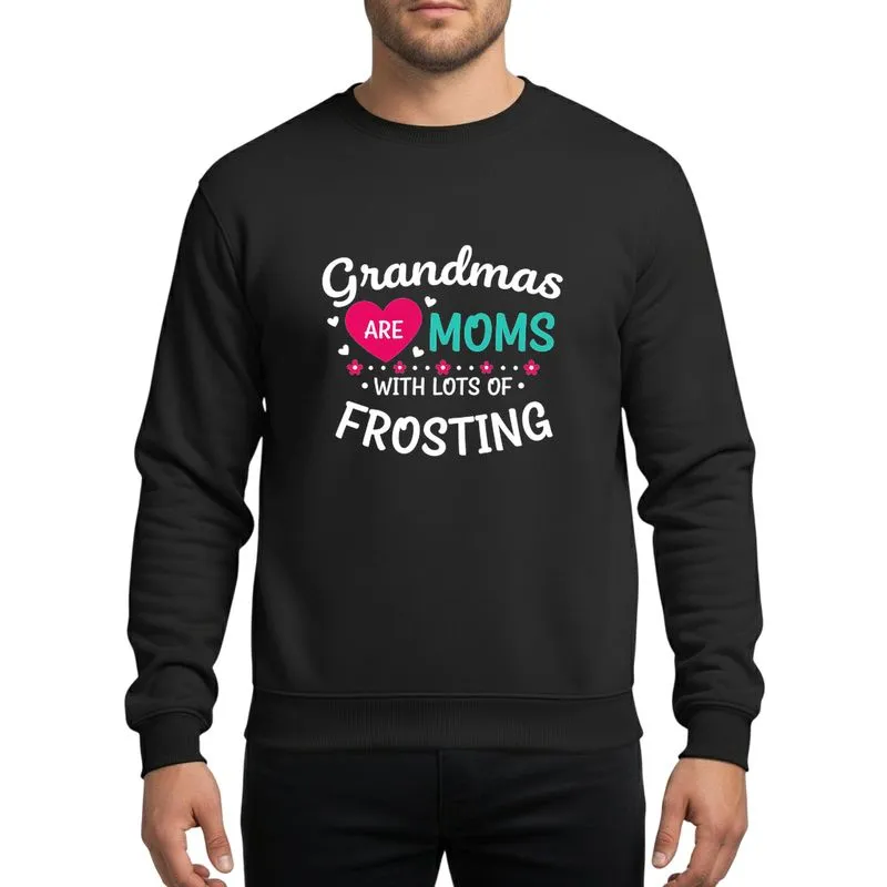 Grandmas' Sweet White Script Teal Typography with Hot Pink Hearts & Floral Dot Accents Sweatshirt - 1