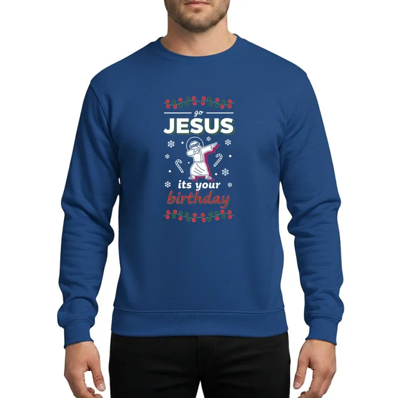 Holiday Humor Enthusiasts Minimalist Dabbing Jesus Red Green Christmas Lights Snowflakes Candy Canes Sweatshirt - 1