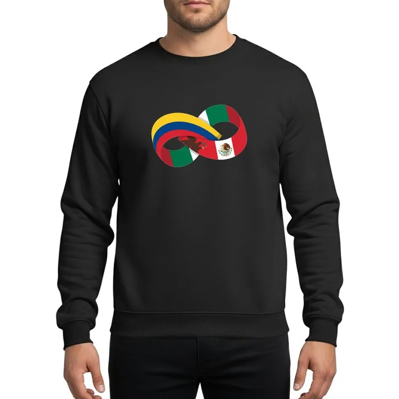 Cultural Connection Fans Geometric Intertwined Colombia Mexico Flag Eagle Cactus Loops Sweatshirt - 1