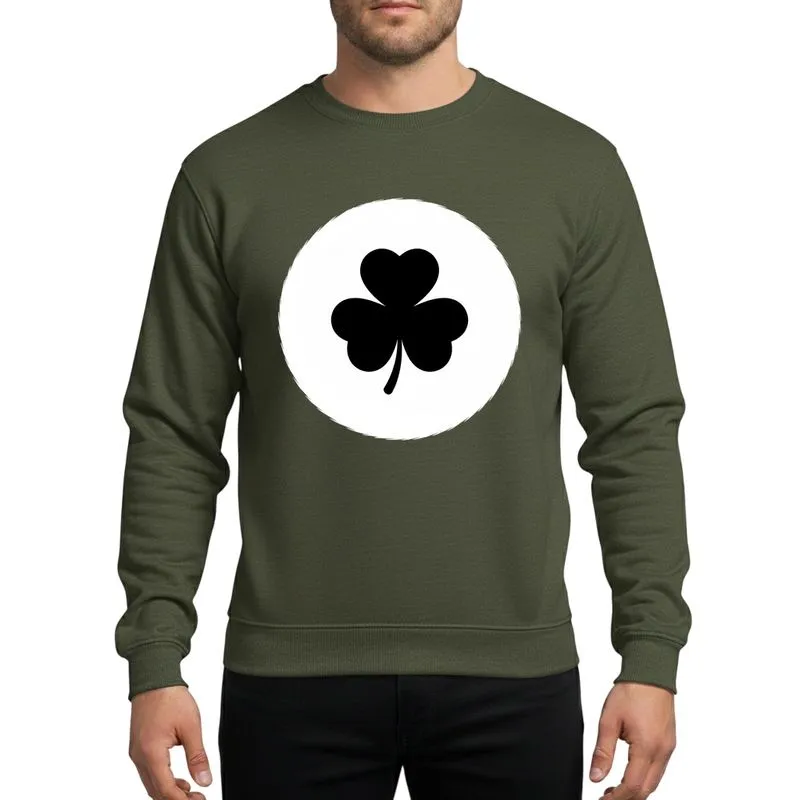 Modern Style Advocates' Minimalist Black Four-Leaf Clover White Fuzzy Circle Graphic Sweatshirt - 1
