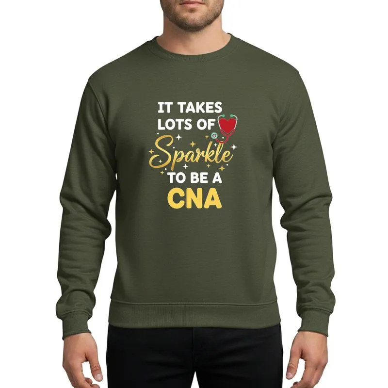 Certified Nursing Assistant Professional Vibrant Gold Script Sparkle Red Heart Stethoscope Mint Green & Yellow CNA Design Sweatshirt - 1