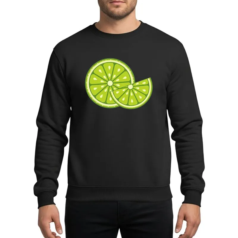 Citrus Fruit Lovers Bright Lime Green Electric Yellow Stylized Slice Segmented Pulp Design Sweatshirt - 1