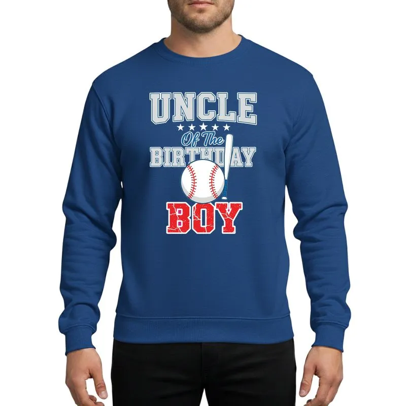 Uncles' Bold Athletic Light Gray Blue Red Varsity Birthday Baseball Bat Boy Stars Graphic Sweatshirt - 1