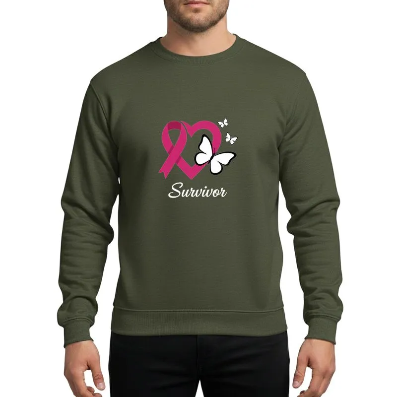 Empowered Individuals' Vibrant Purple Heart Design, White Butterflies, Elegant Script Sweatshirt - 1