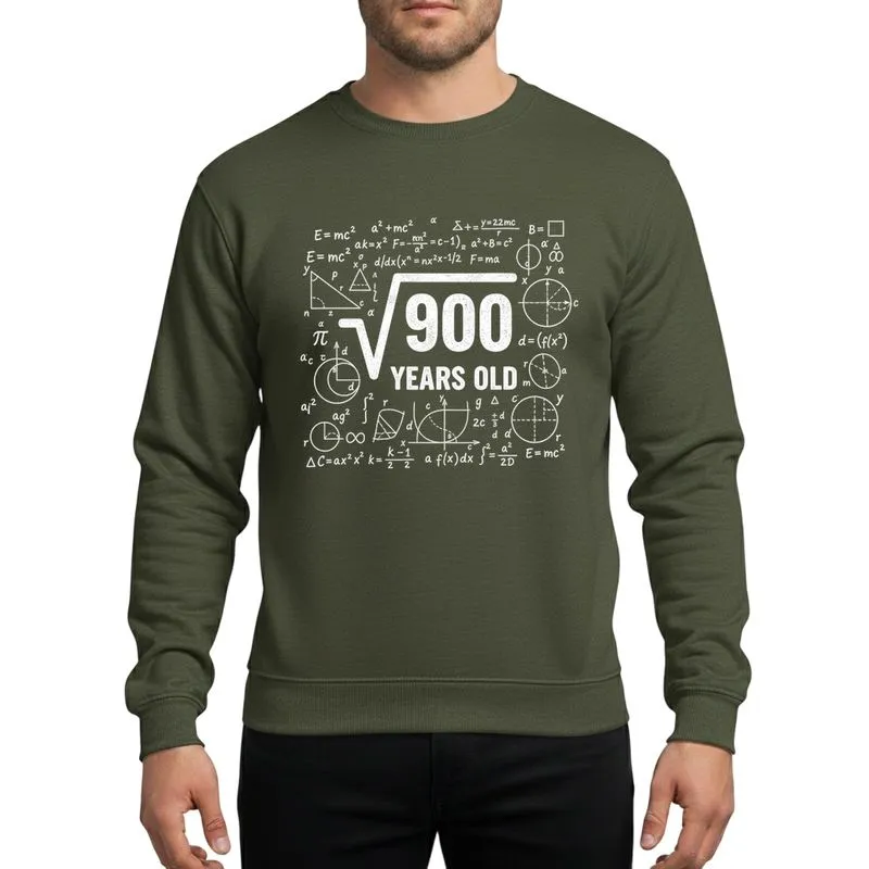 Math Enthusiasts' Distressed Chalk-White Square Root 900 Years Old Intricate Math Blackboard Design Sweatshirt - 1