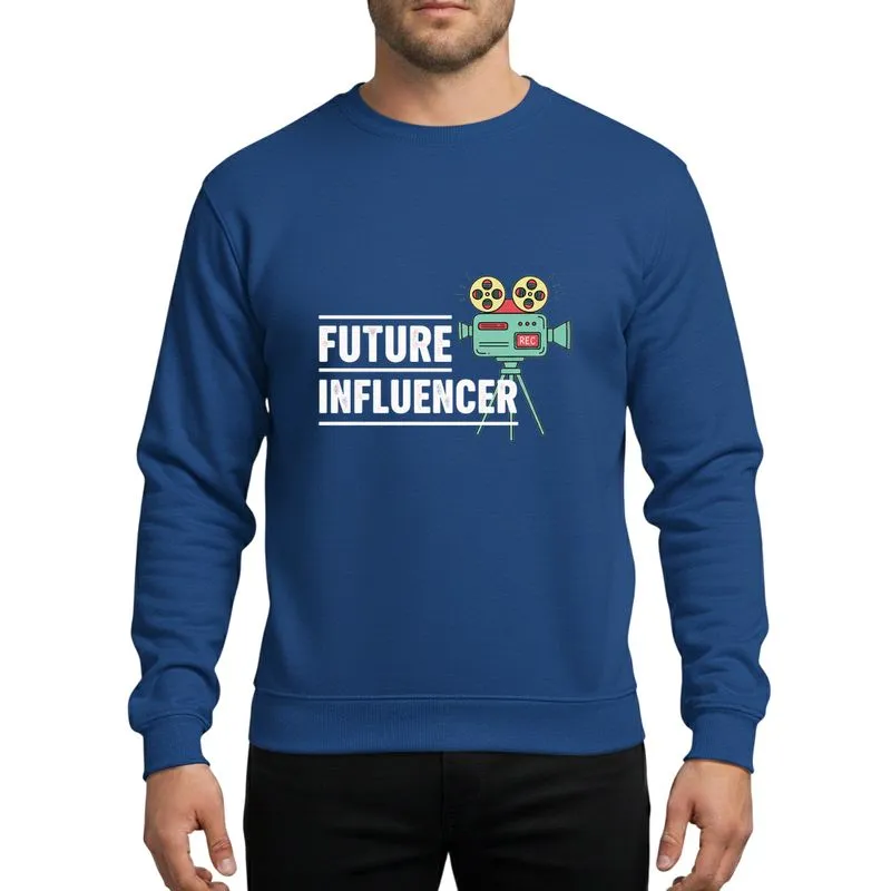 Content Creators' Distressed Future Influencer Vintage Video Camera Teal Red Yellow Hand-Drawn Retro Art Sweatshirt - 1