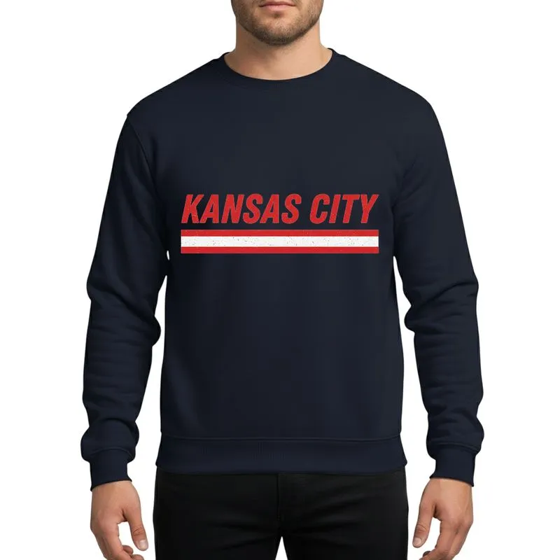 Kansas City Locals' Bold Distressed Red White Kansas City Type Grunge Bar Graphic Sweatshirt - 1