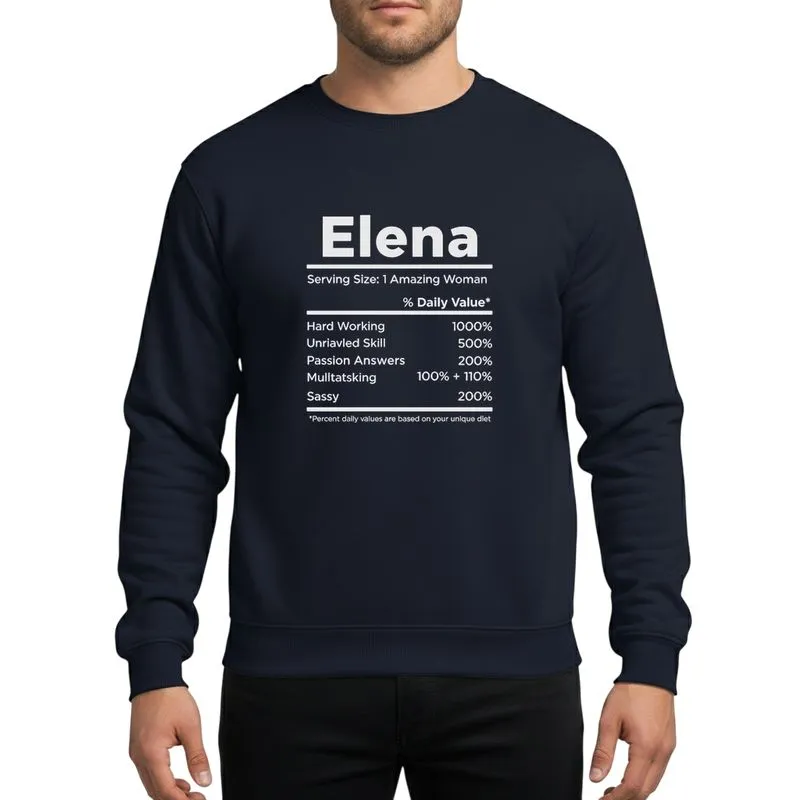 Elena's Minimalist Chroma Green Light Grey Typographic Nutrition Label Positive Attribute Design Sweatshirt - 1