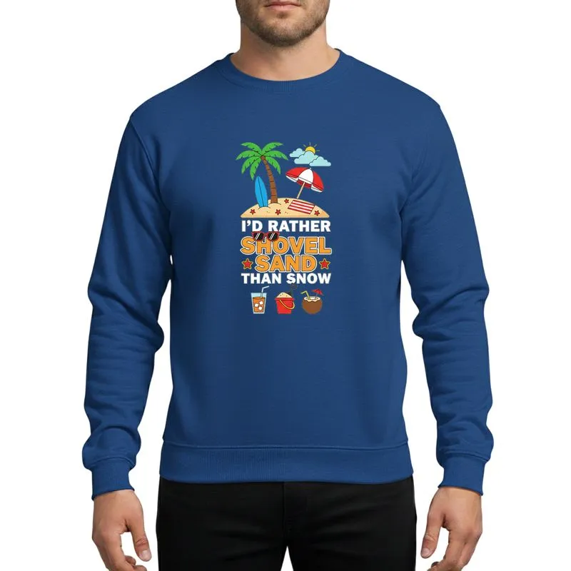 Beach & Summer Lovers' Orange-Yellow Shovel Sand Quote Tropical Island Palm Tree Red Umbrella Graphic Sweatshirt - 1