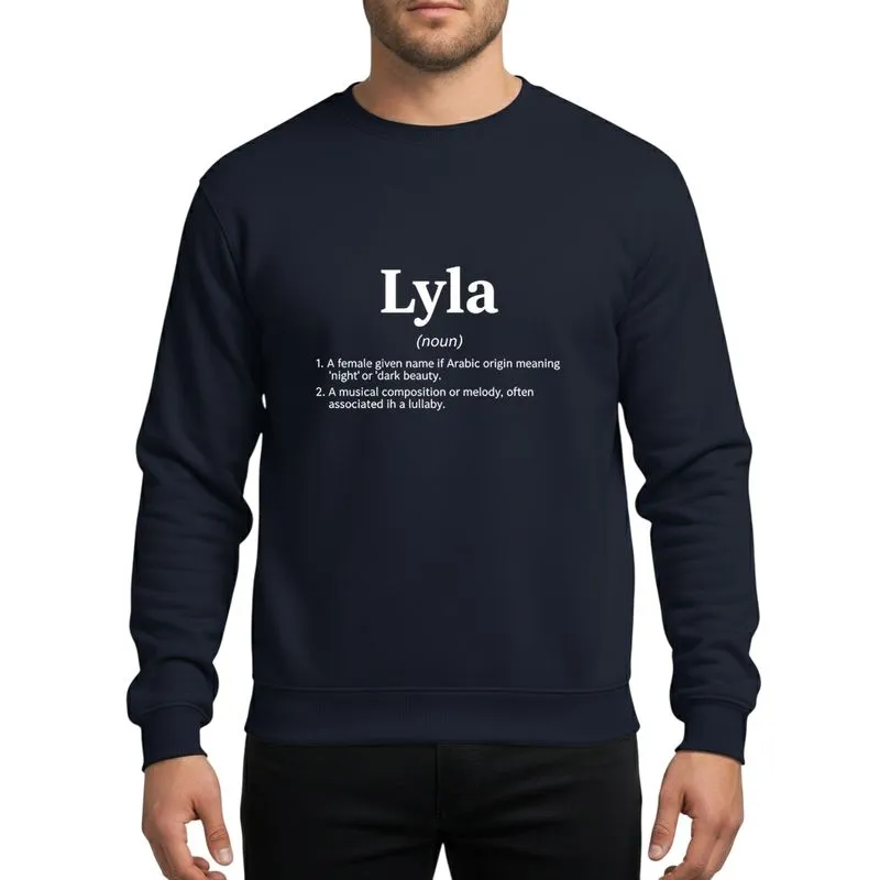 Women's Minimalist White Lyla Name Dictionary Definition Elegant Sans-Serif Typographic Design Sweatshirt - 1