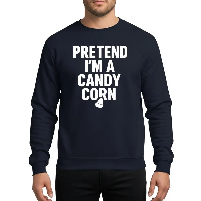 Halloween Enthusiasts' Distressed White Minimalist Candy Corn Typography Slogan Sweatshirt - 1