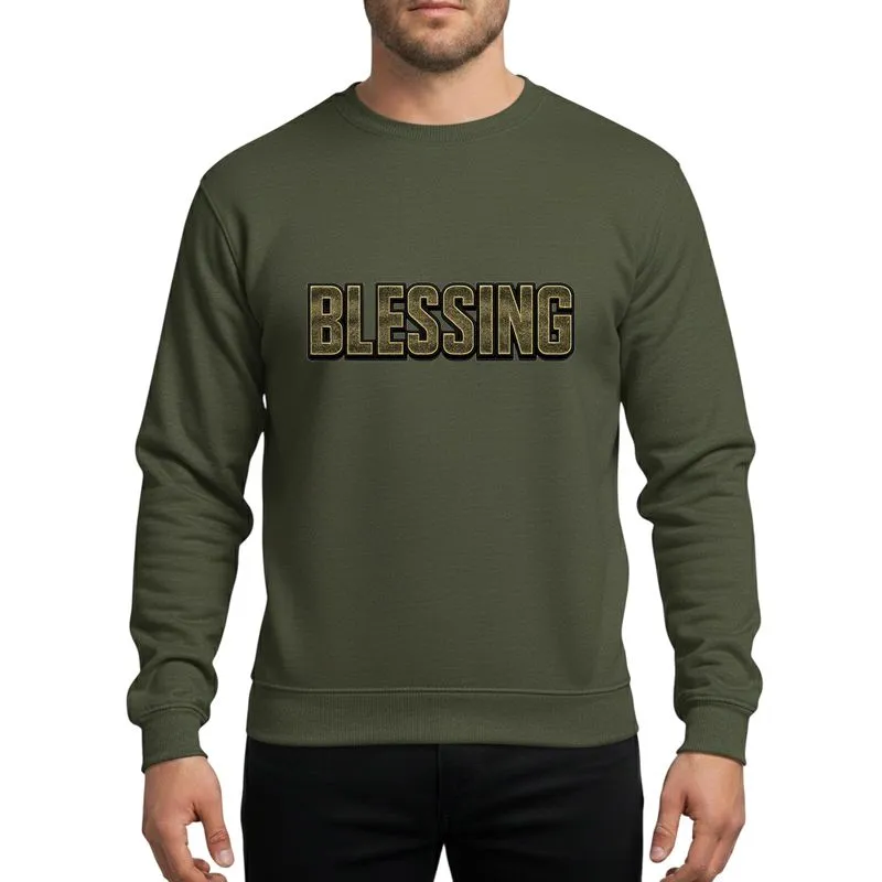 Camouflage Style Fans' Bold Woodland Camo 'BLESSING' Lettering 3D Graphic Sweatshirt - 1